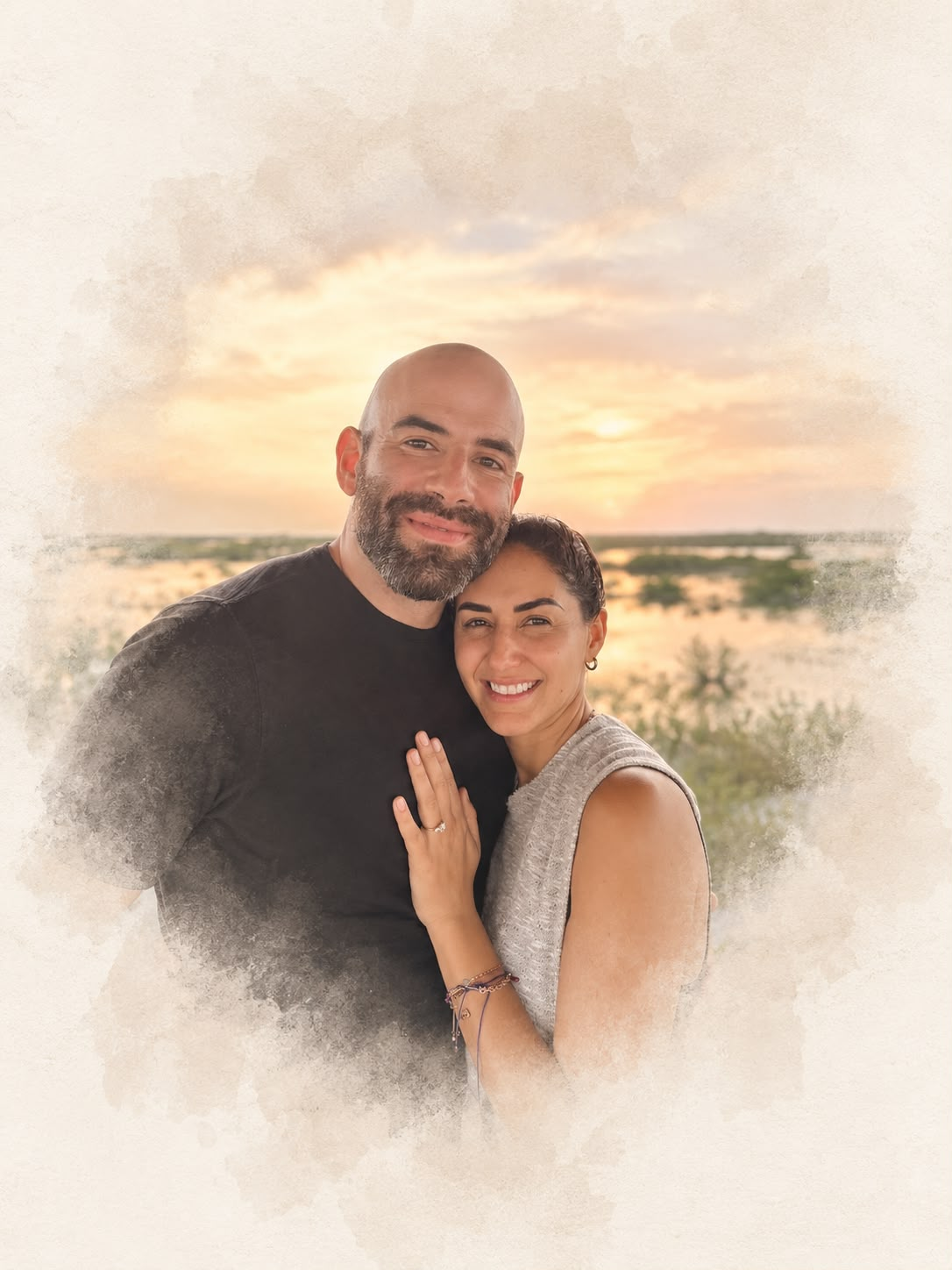 Nora and Marc together at sunset